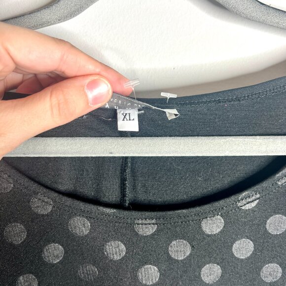 Bryn Walker Jacquard Polka Dot Print Oversized Lagenlook Top Asymmetrical Hem XL - Picture 3 of 5